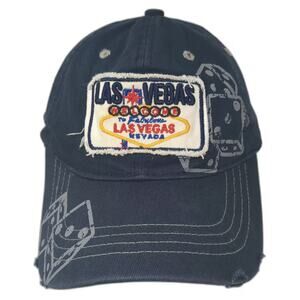 Pit Bull Baseball Cap Blue Gray OS Hat Slideback Las Vegas Dice Distressed
